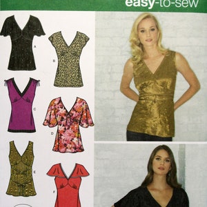 Simplicity Sewing Pattern 3918, Misses&#39; Easy Knit and Woven Tops Sewing Pattern, Misses&#39; Size 14 16 18 20 22, Uncut/FF