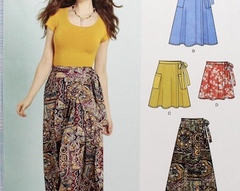 New Look Sewing Pattern 6456 Misses&#39; Wrap Skirts with Length Variations, Uncut/FF, Misses&#39; Size 6 8 10 12 14 16 18