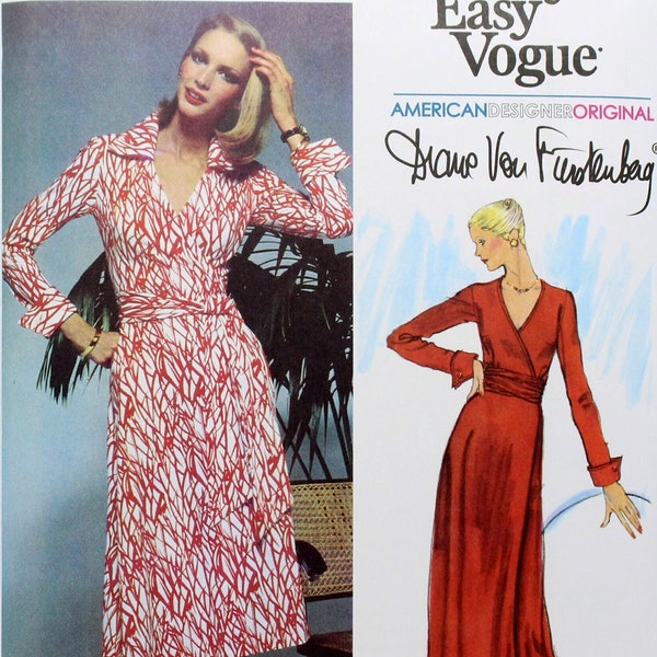 Vogue Sewing Pattern v2000 Misses' DVF Wrap Dress, Uncut/FF, Misses' Size 6 8 10 12 14, Reproduction Vogue Sewing Pattern