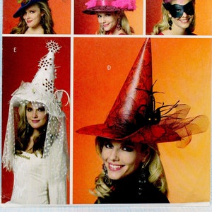 Butterick Sewing Pattern 5406, Misses' Witches or Wizards Hat Sewing Pattern, Halloween Mask Sewing Pattern, Uncut/FF, Butterick B5406