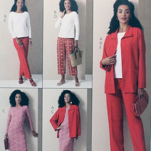 Butterick Sewing Pattern 6975 Misses&#39; Jacket, Knit Top and Dress, and Pants, Uncut/FF, Misses&#39; Size 8 10 12 14 16, Butterick B6975