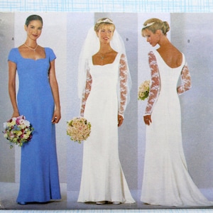 Butterick Sewing Pattern 6387, Misses&#39;/Miss Petite Bridal Dress, Uncut/FF, Misses&#39; Size 6 8 10, Evening Wear Dress Sewing Pattern