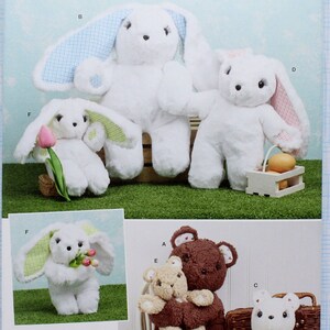 Simplicity Sewing Pattern 9941, Plush Bears and Bunnies in Three Sizes (15", 12" and 9"), Uncut/FF