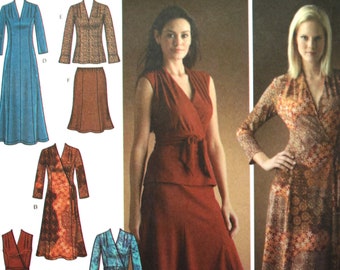 Simplicity Sewing Pattern 4074, Misses' Knit Dress or Top, Pull-on Skirt and Sash, Misses' Size 6 8 10 12 14, Uncut/FF