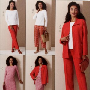 Butterick Sewing Pattern 6975 Misses&#39; Jacket, Knit Top and Dress, and Pants, Uncut/FF, Misses&#39; Size 16 18 20 22 24, Butterick B6975