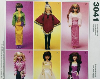 McCall's Sewing Pattern 3041, Fashion Doll Clothes Sewing Pattern, Uncut/FF, 11-1/2" Fashion Doll Clothes Pattern