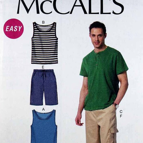 McCall's Sewing Pattern 6973, Men's Tank Tops, T-Shirts and Shorts Sewing Pattern, Men's Size XL, XXL, XXXL, Easy Sewing Pattern, Uncut/Ff