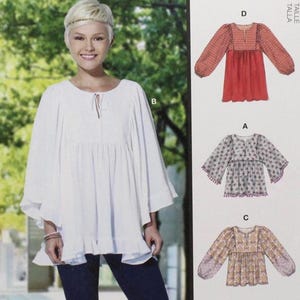 May include: McCall's sewing pattern M7325 featuring a woman wearing a white blouse. The pattern includes multiple view options. The size is Y (XS-S-M). Designed and printed in the USA.