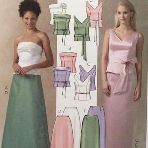 McCall's Sewing Pattern 4710, Misses'/Miss Petite Lined Tops, Flower, Belt, Sash and Skirts, Uncut/FF, Misses Size 6 8 10 12, McCall's M4710