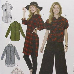 McCall&#39;s Sewing Pattern 7472, Misses&#39; Front Button Shirts and Tunics and Belt, Misses&#39; Size 14 16 18 20 22, Uncut/FF, McCall&#39;s M7472