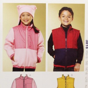 May include: A Kwik Sew pattern for children's jackets and vests. The cover features photos of children wearing the garments. The pattern includes sizes XS(4-5) to XL(12-14).