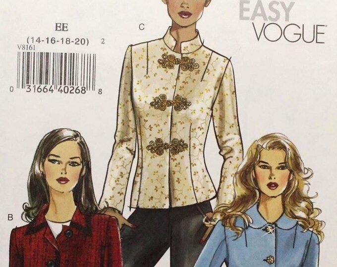 Vogue Sewing Pattern 8161, Misses' Unlined Jacket, Uncut/ff, Misses ...