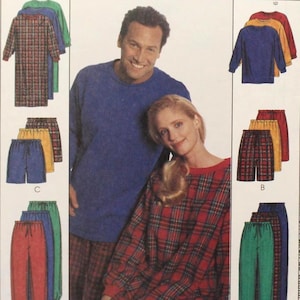 McCall&#39;s Sewing Pattern 9641, Misses&#39; and Men&#39;s Nightshirt or Top and Pull-on Pants or Shorts, Misses&#39; and Men&#39;s Size XXL, Uncut/FF
