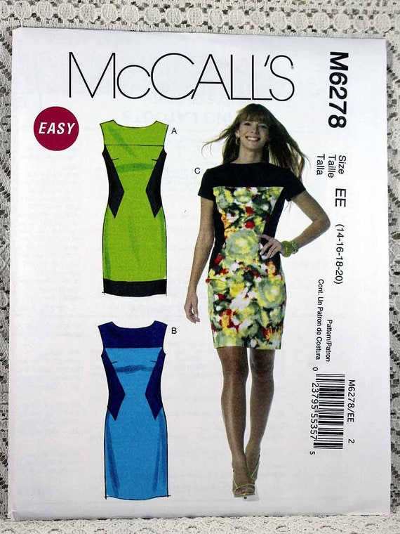 McCall/'s 6278 Misses/' Lined Dresses 14 to 20 Sewing Pattern