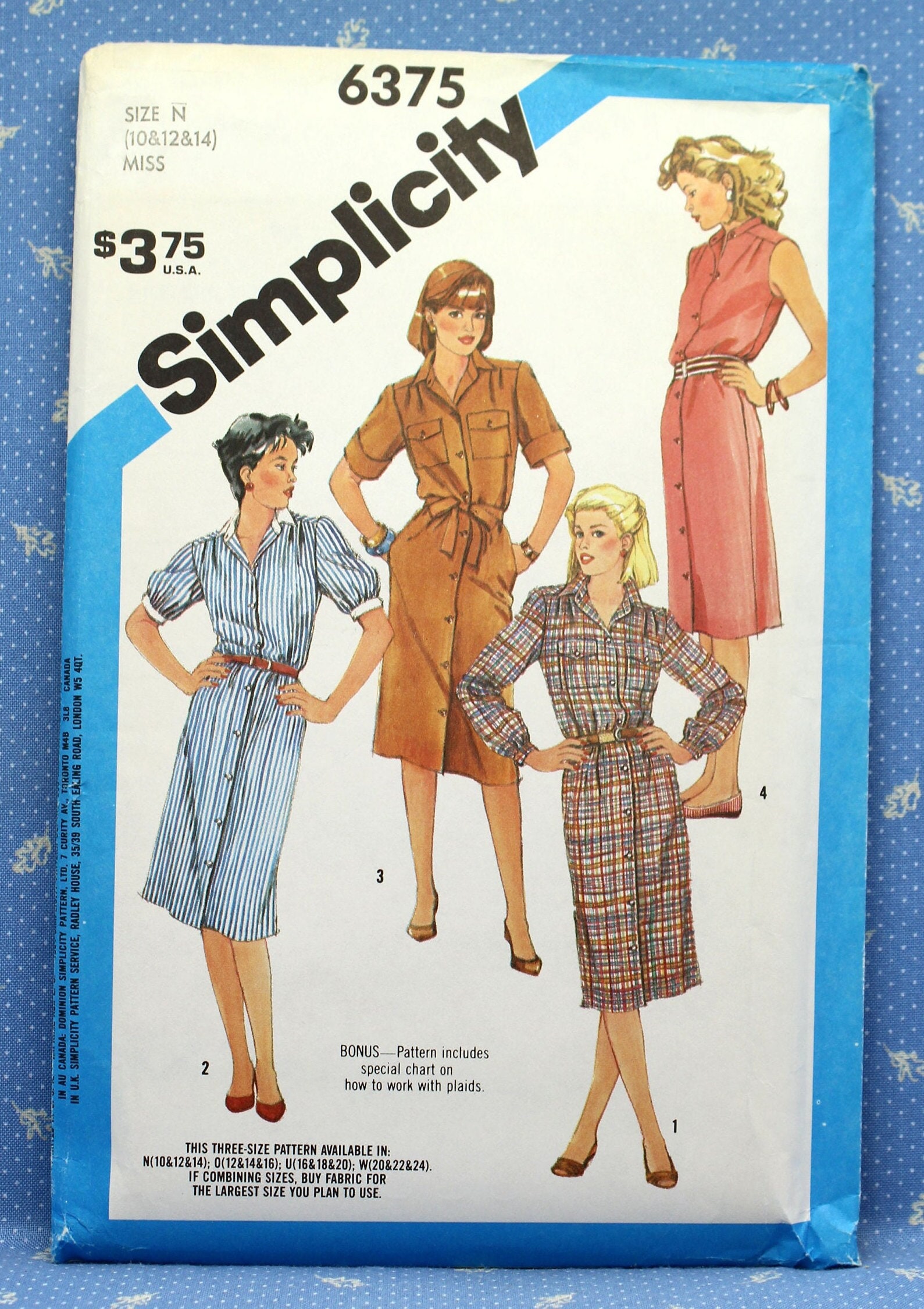 sleeveless dress Size 10-14 cut- denim slim long sleeve dress 1994 McCalls Sewing Pattern 6982 Misses Button Front Slim Dress with Collar