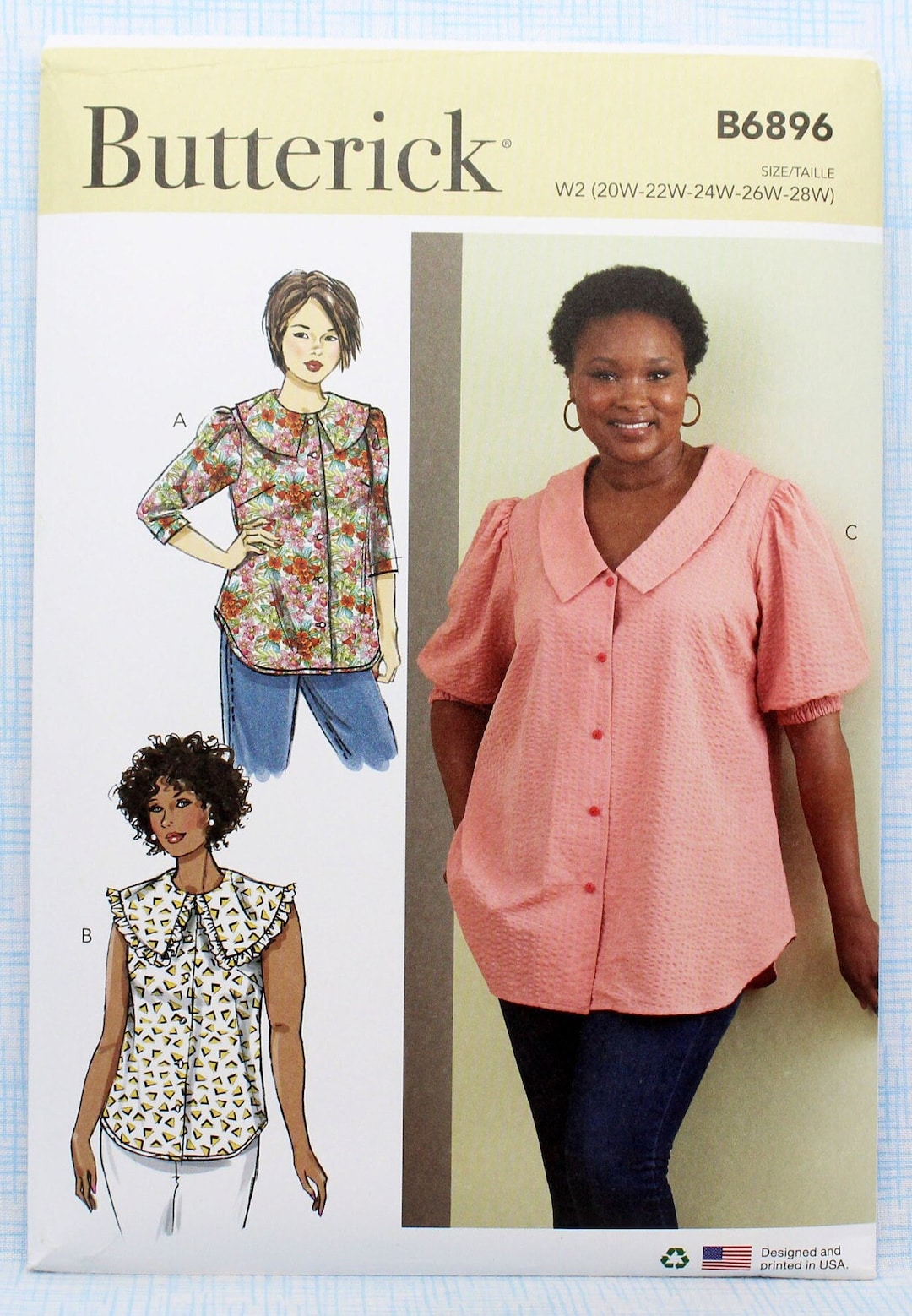 Butterick Sewing Pattern 6896 Women's Front Button Tops With Neckline ...