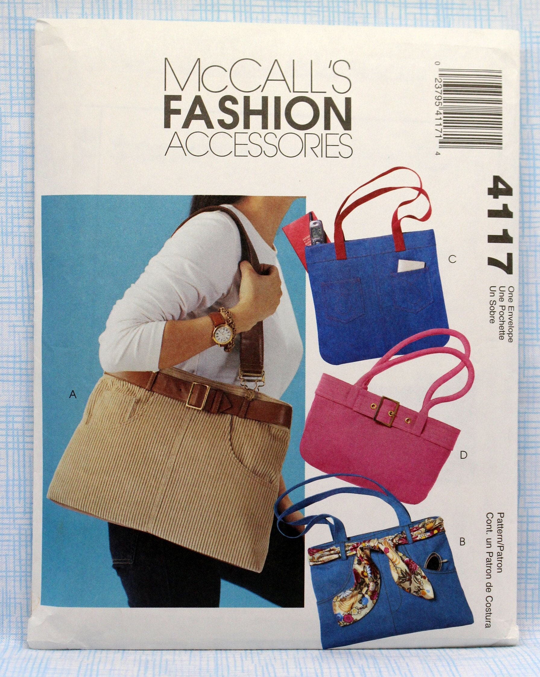 McCall's Sewing Pattern 4117, Misses' Handbags Sewing Pattern, Uncut/FF