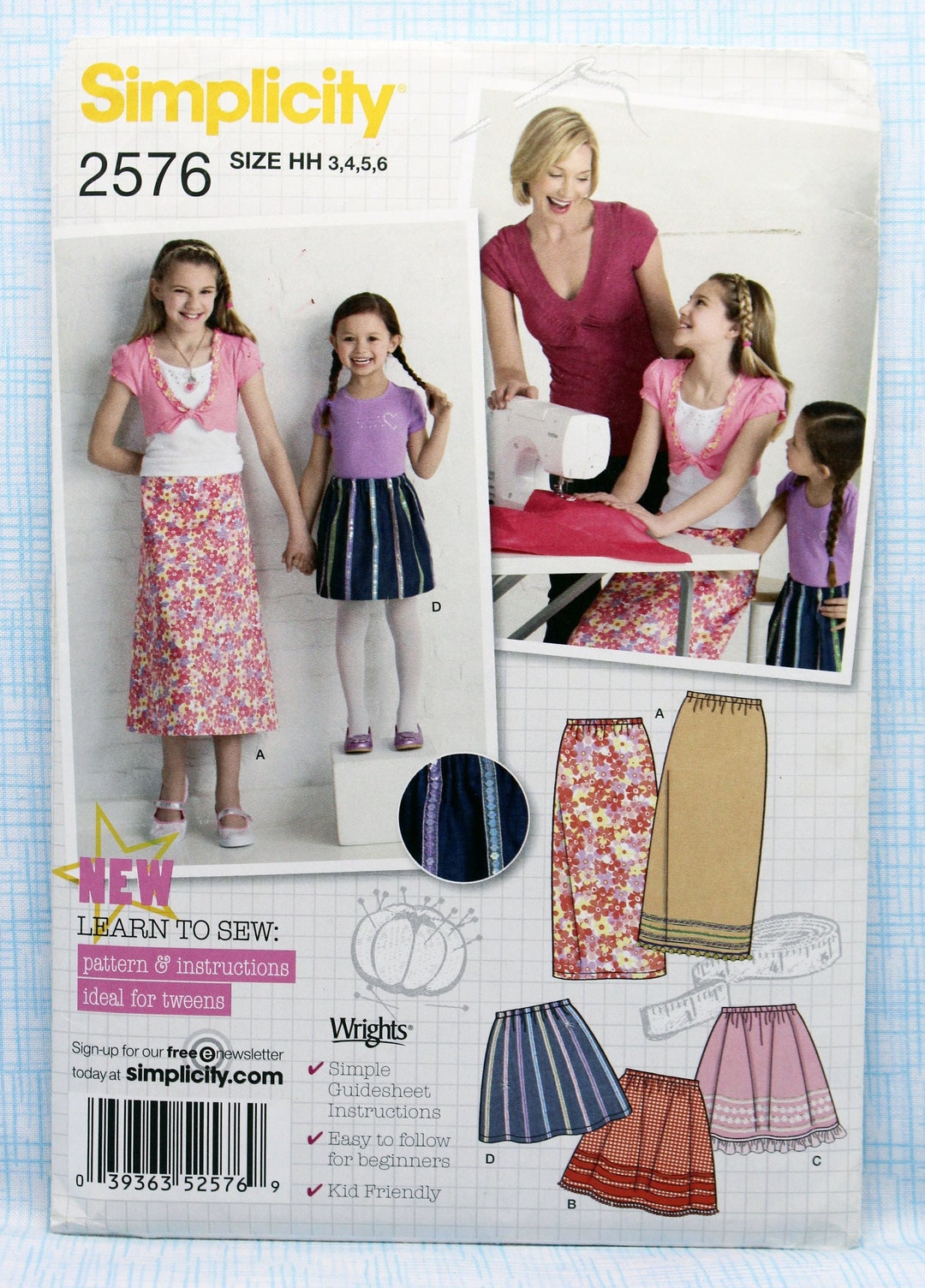 Simplicity Sewing Pattern 2576, Child's Skirts, Uncut/ff, Childs' Size 3 4 5 6, Learn to Sew Pattern - Etsy