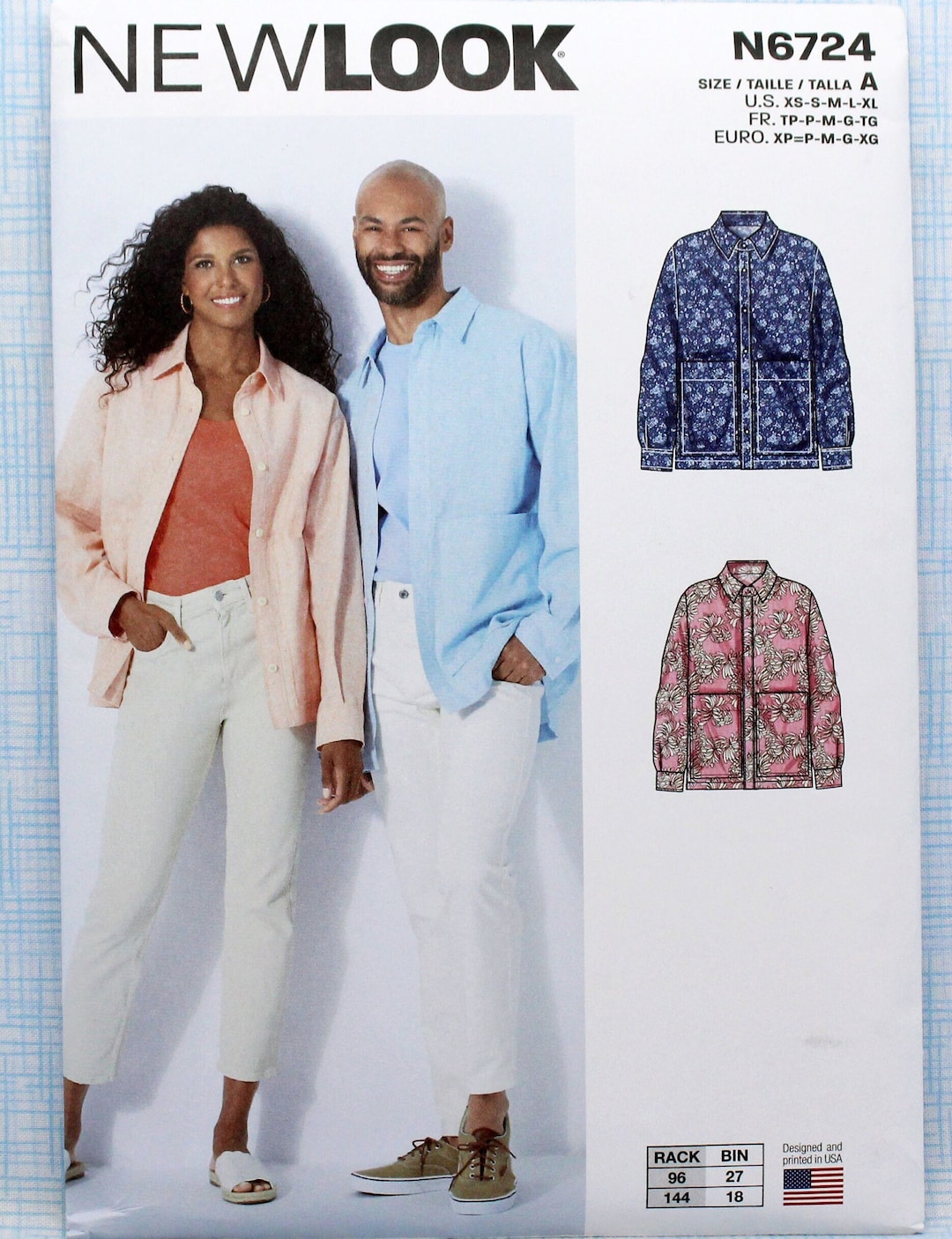 New Look Sewing Pattern 6724, Misses' and Men's Button Front Shirt ...