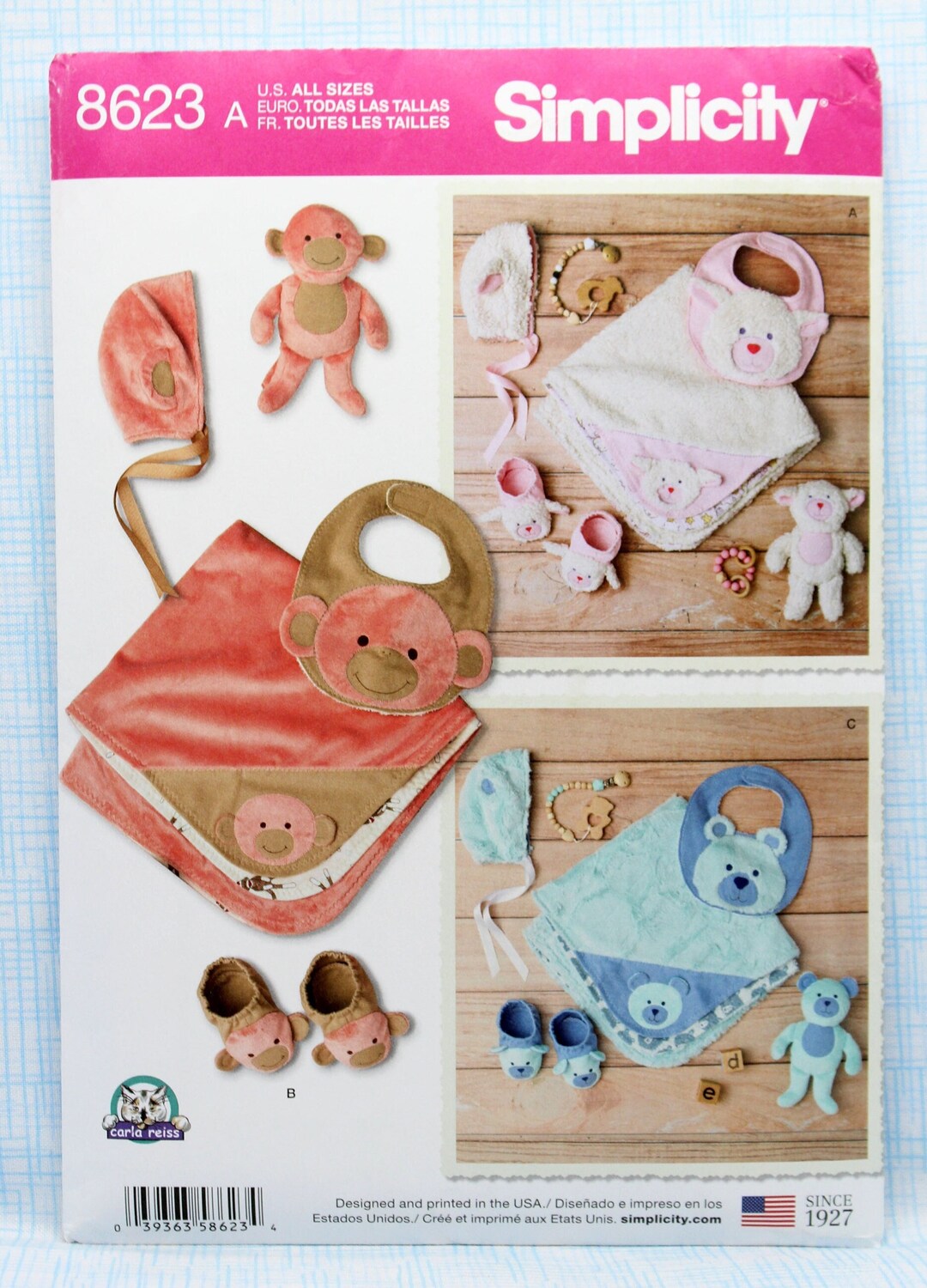 Simplicity Sewing Pattern 8623, Baby Accessories, Baby Booties, Bonnet,  Stuffed Animals, Bib and Blanket Sewing Pattern, Uncut/ff - Etsy