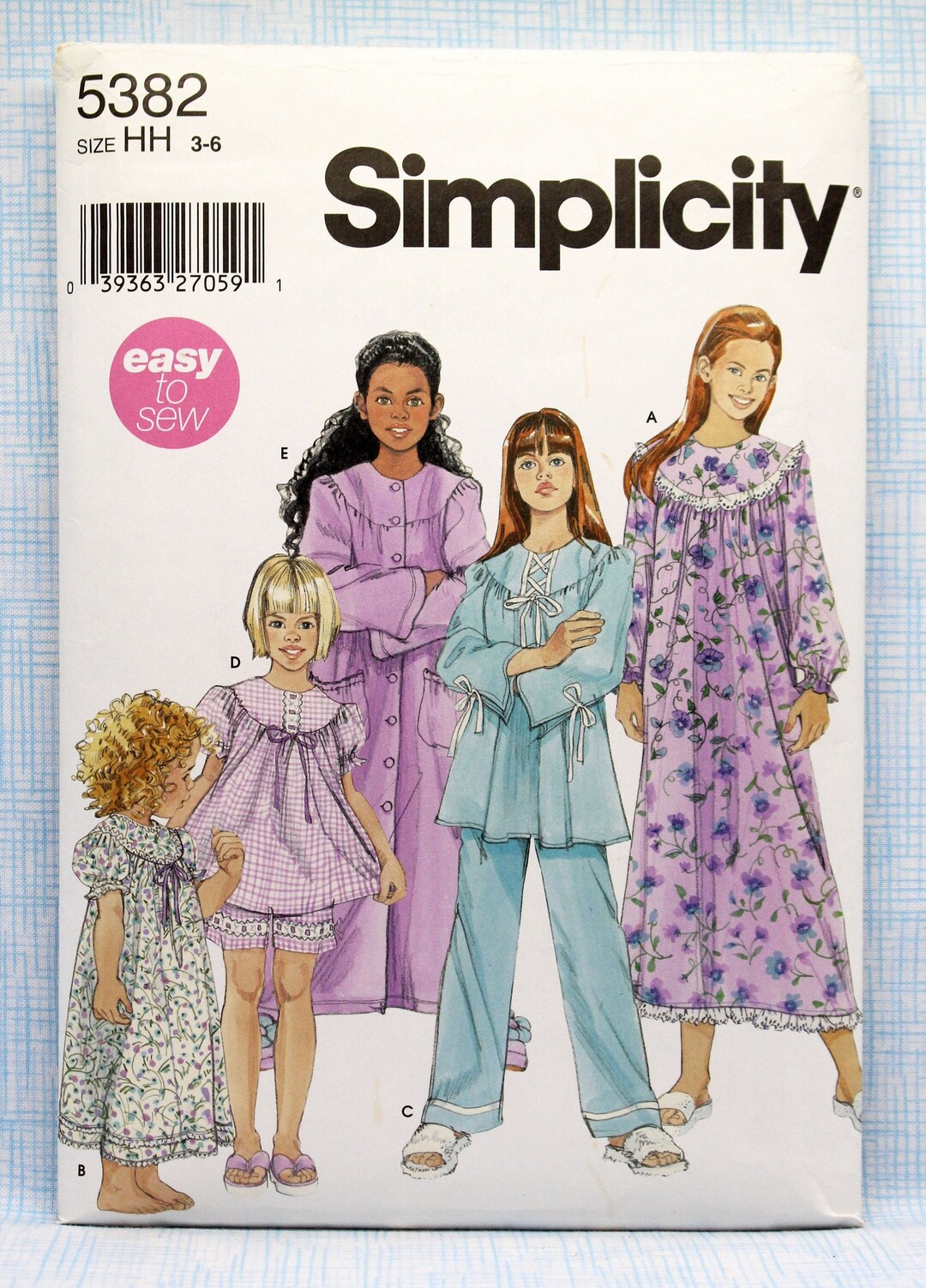 Simplicity Sewing Pattern 5382, Child's Nightgown, Robe and Long or