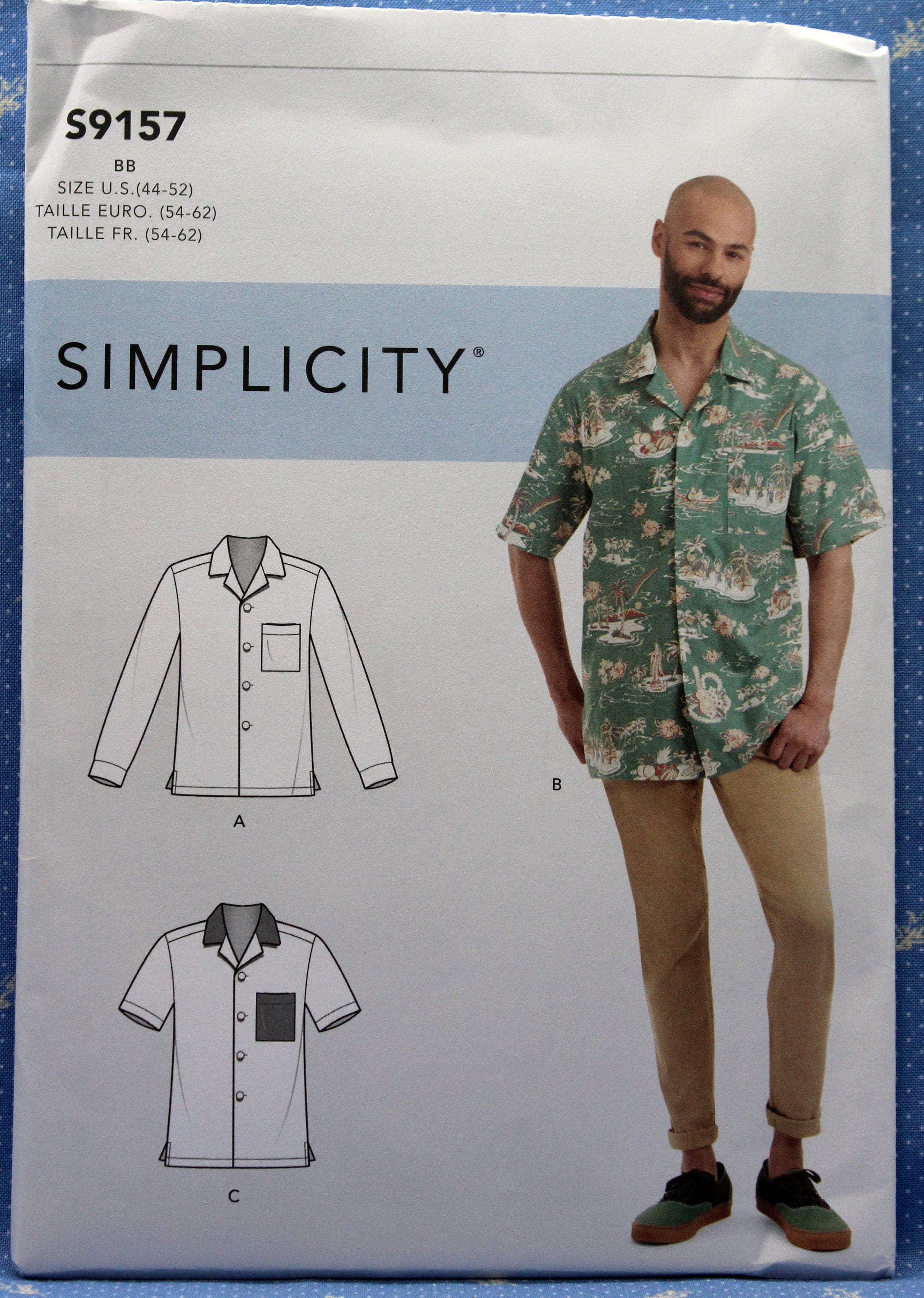 最前線の Simplicity 9157, Men's Shirts Sewing Pattern, Men's Size 44 裁縫材料