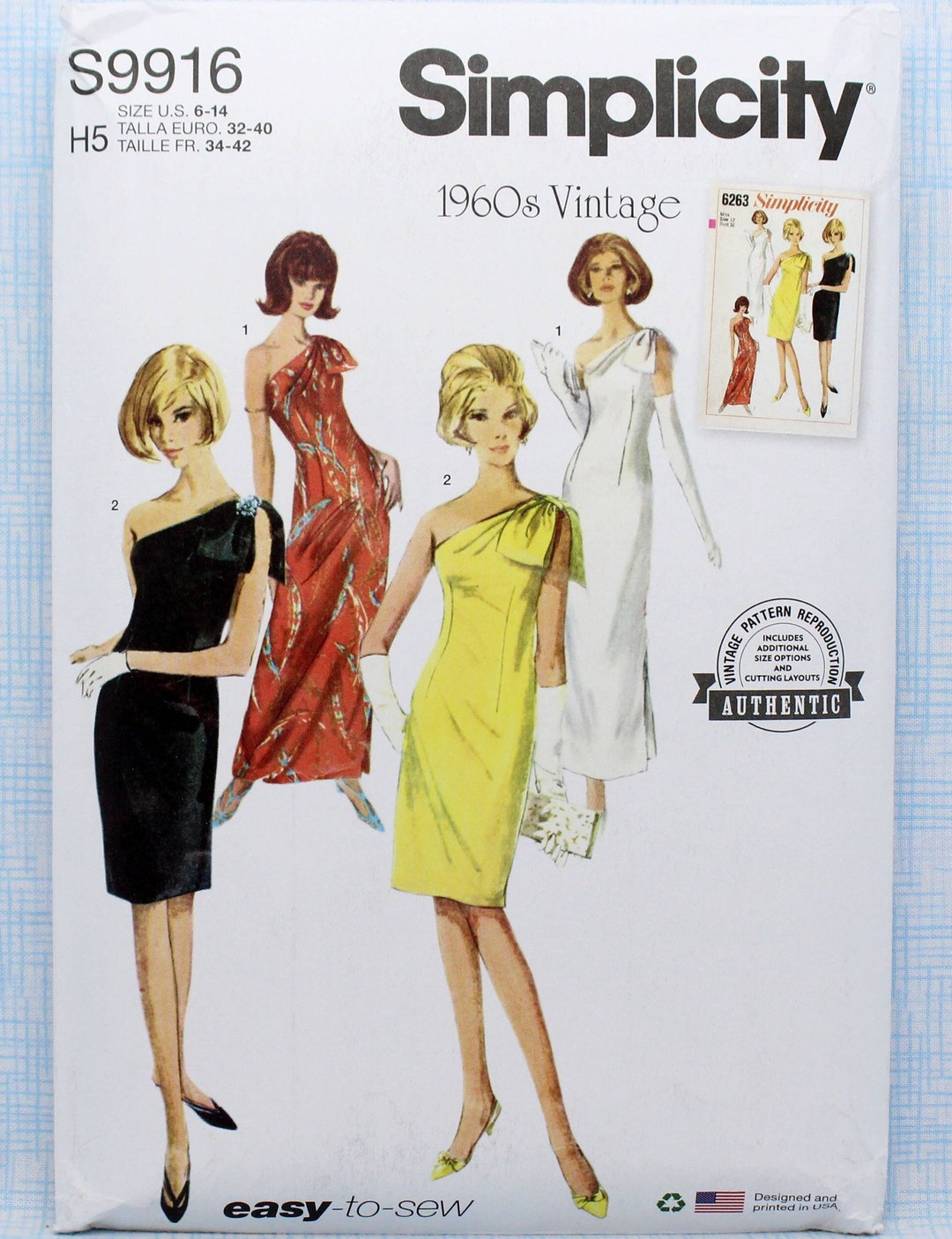 Simplicity Sewing Pattern 9916, Misses' Retro Lined Dress With Pleated ...