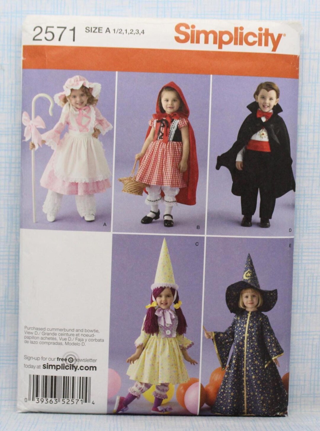 Simplicity Sewing Pattern 2571, Toddlers Sheepherder, Red Riding Hood ...