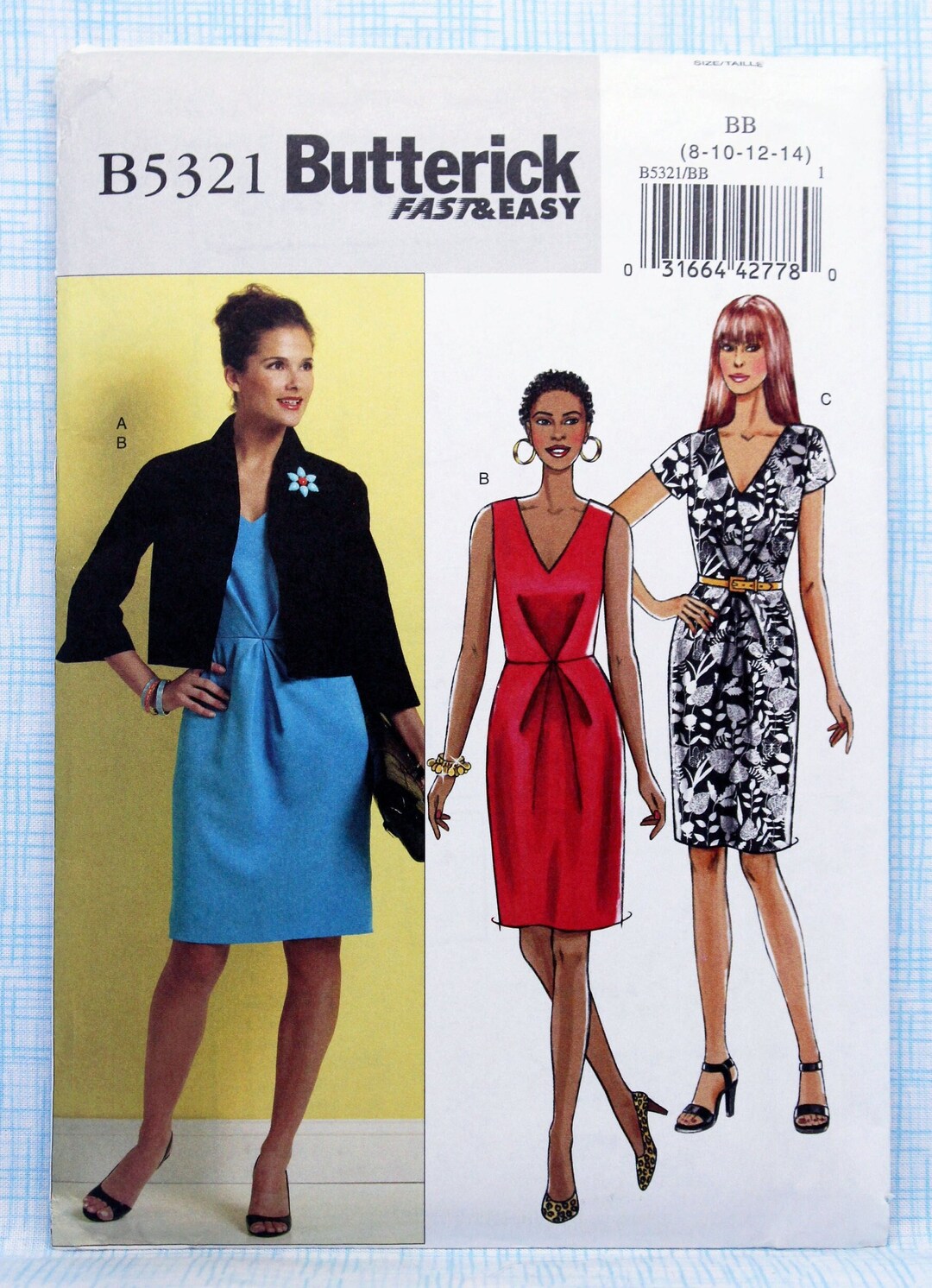 Butterick Sewing Pattern 5321, Misses' Easy Jacket and Dress, Uncut/ff ...