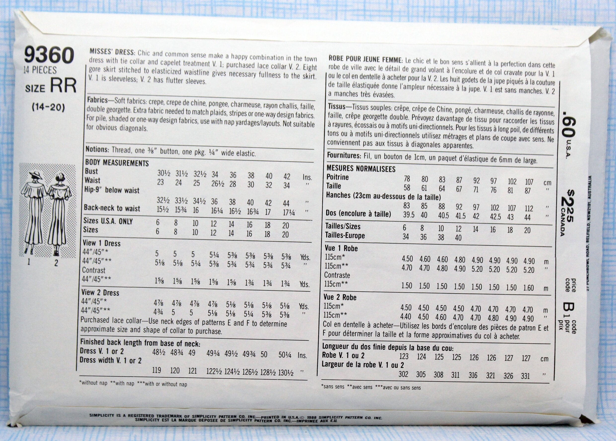 Simplicity Sewing Pattern 9360, Misses' Dress With Eight Gore Skirt and ...