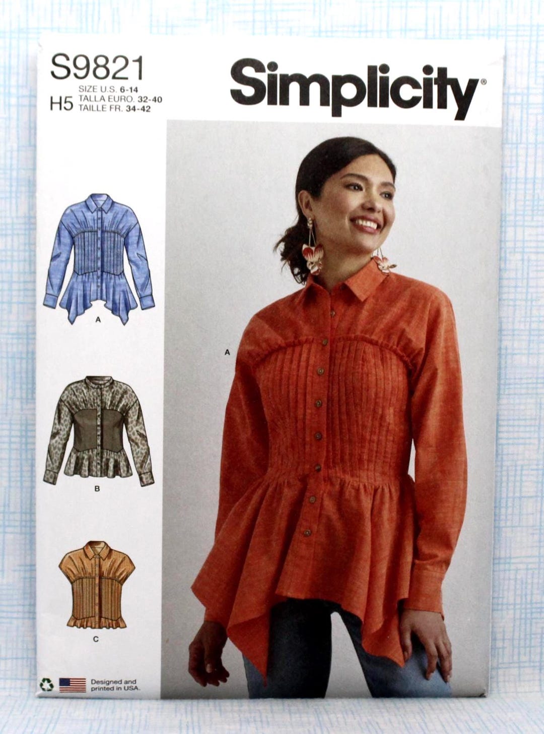 Pattern 9821 Simplicity Sewing Pattern 9821, Misses' Blouse With Collar, Sleeve and ...