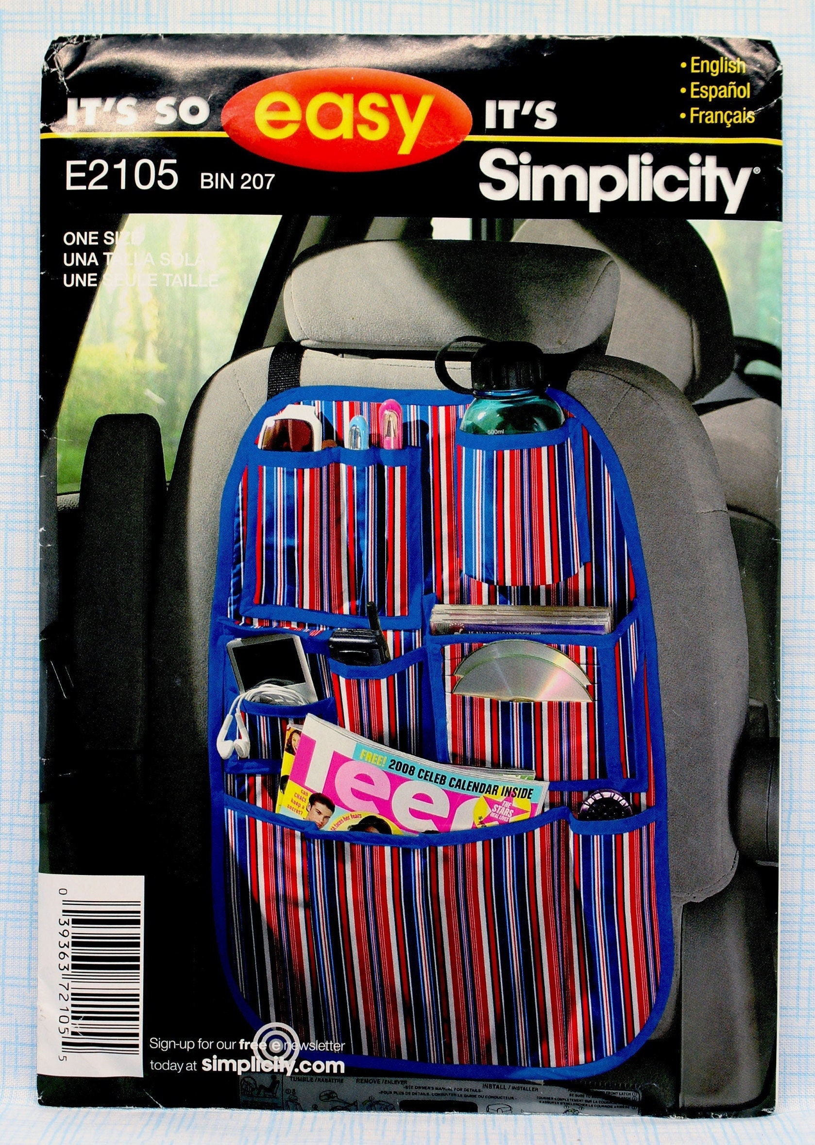 Simplicity Sewing Pattern 2105, Back Seat Car Organizer With