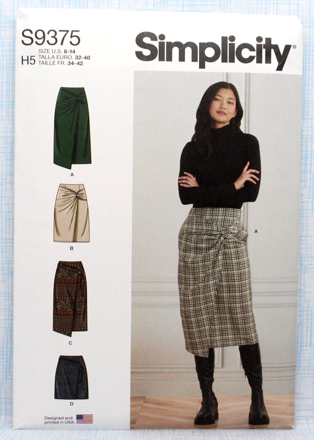 Simplicity Sewing Pattern 9375, Misses' Faux Wrap Skirt With Twist ...