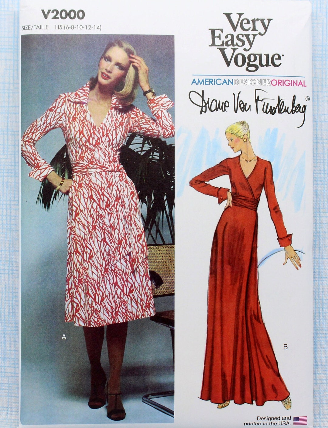 Vogue Sewing Pattern 2000 Misses' DVF Wrap Dress, Uncut/ff, Misses