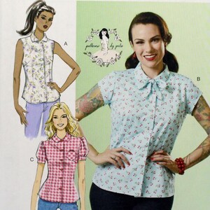 Butterick Sewing Pattern 6563, Misses' Front Button Tops, Uncut/FF, Misses' Size 6 8 10 12 14, Butterick B6563