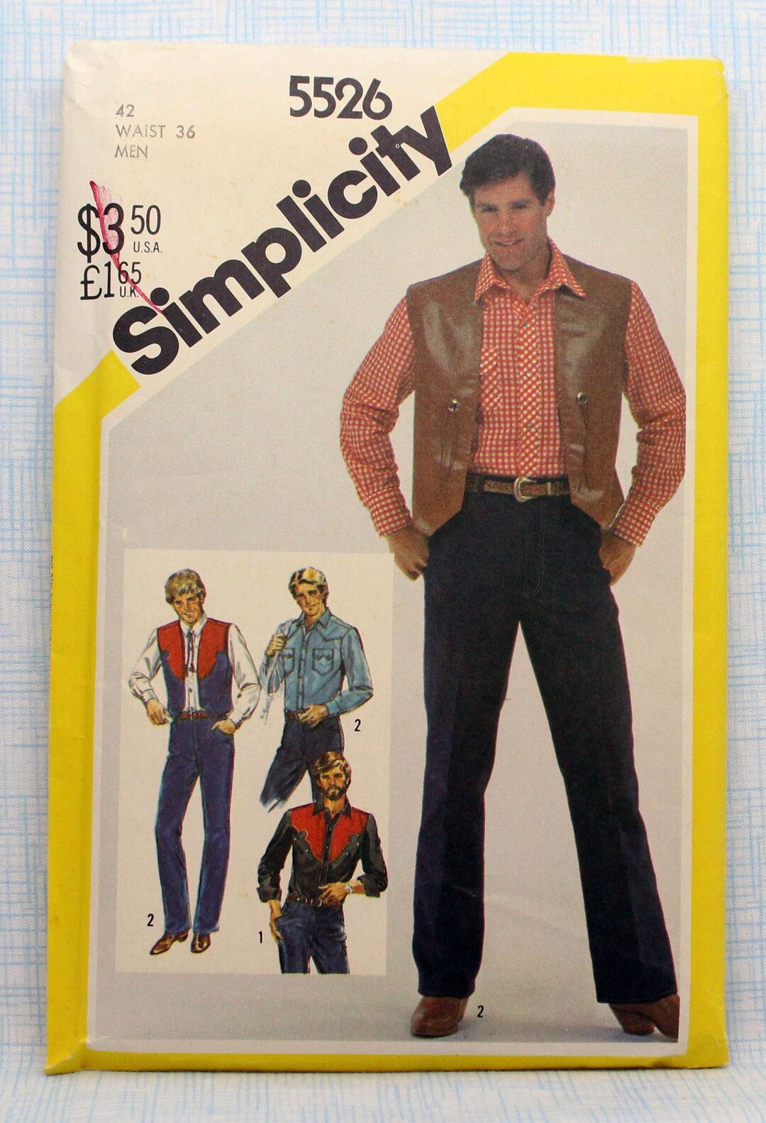 Simplicity Sewing Pattern 5526, Men's Western Shirt, Jeans and Lined