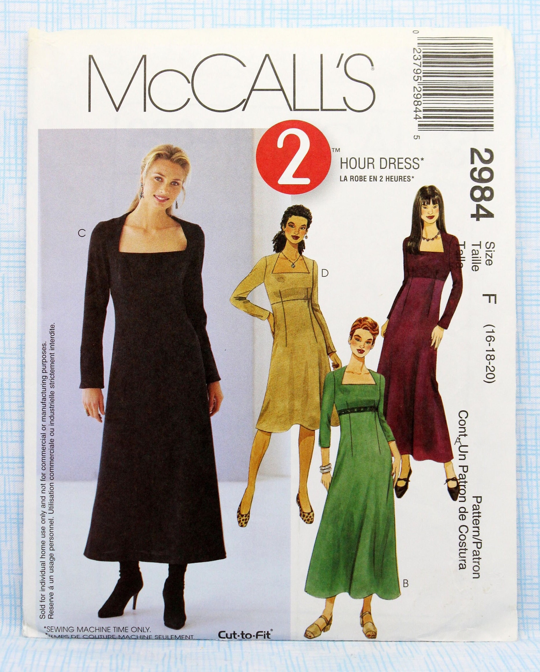 8488 UNCUT Vintage McCalls SEWING Pattern Miss Loose Fitting Dress Front  Button