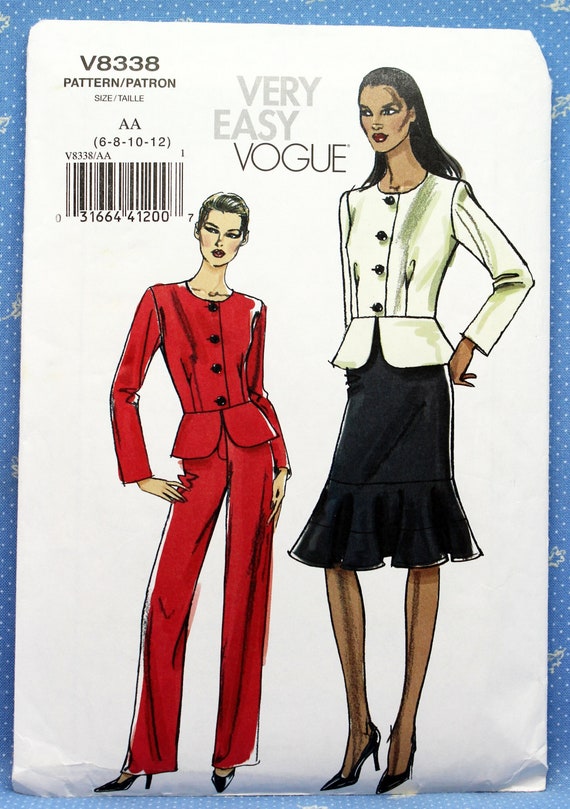 Vogue Sewing Pattern 8338 Misses' Peplum Jacket Straight | Etsy