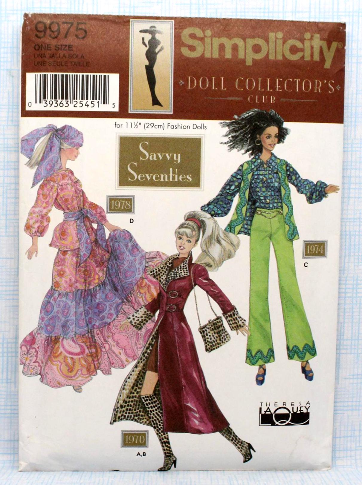 Simplicity Sewing Pattern 9975, Fashion Doll Collector's Club Doll