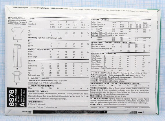 thumbnail image 2 of New Look Sewing Pattern 6876 Miss/Men Scrubs, Size A (All Sizes) B S9276 2 of 12