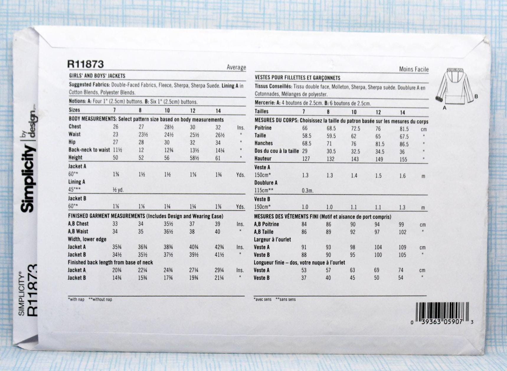 Simplicity R10262 Simplicity Sewing Pattern R11873, Girls' and Boys' Hooded Jacket, Uncut ...