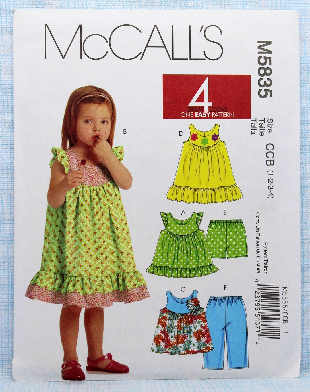 Mccall's Sewing Pattern 5835, Toddler's Easy Tops, Dresses, Shorts and ...