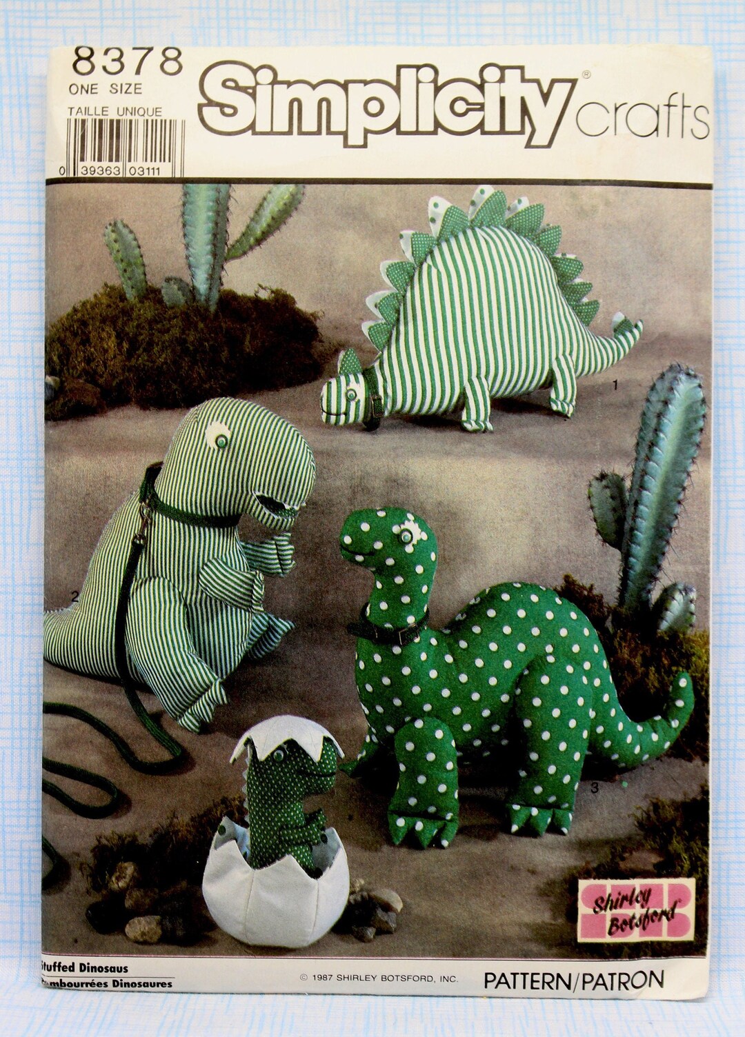 Simplicity Sewing Pattern 8378, Stuffed Dinosaurs Sewing Pattern, Uncut