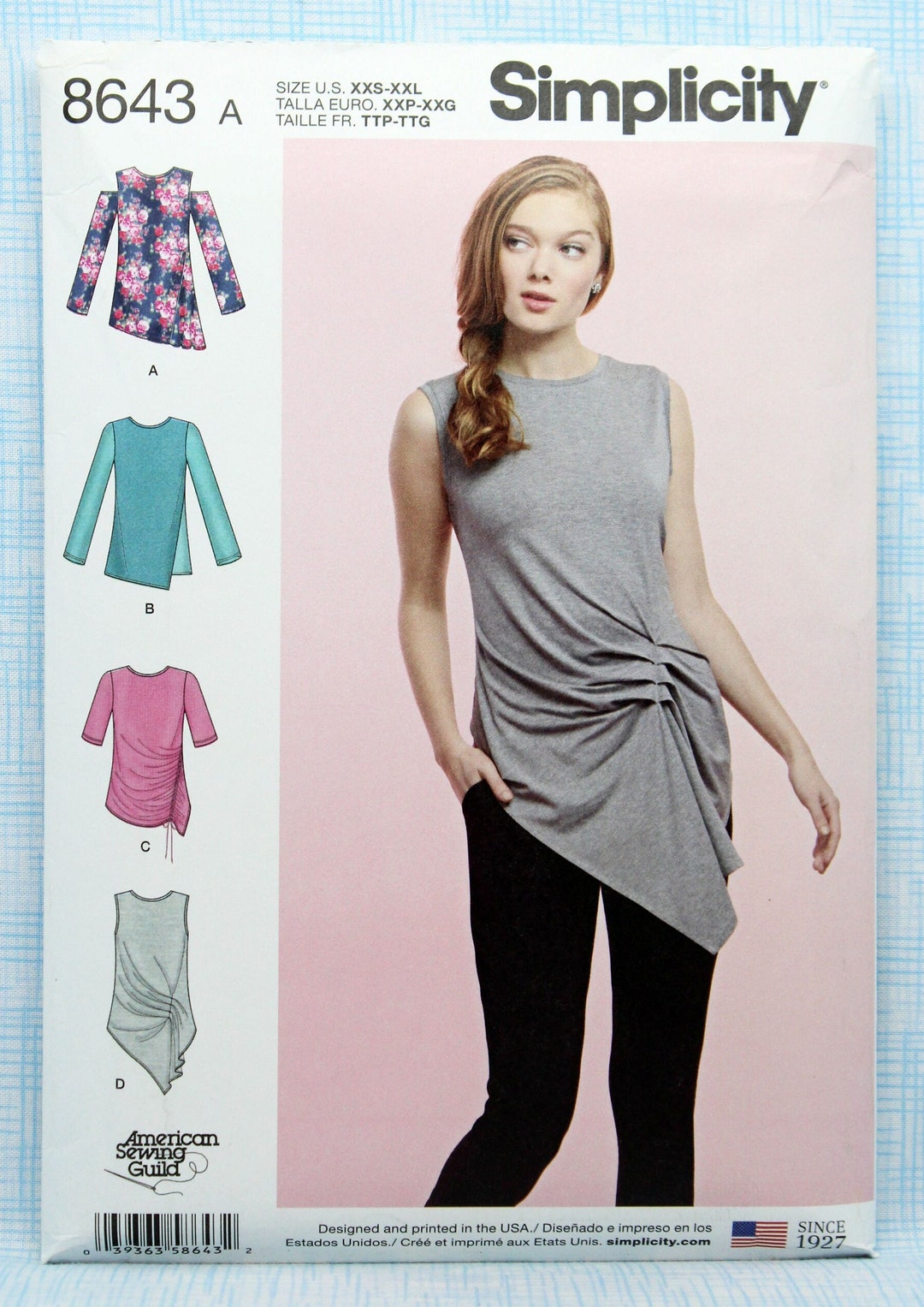 Simplicity Sewing Pattern 8643, Misses' Knit Tops, Uncut/ff