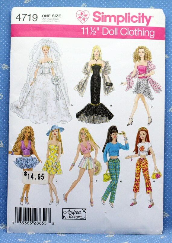 2000s Simplicity Sewing Pattern 4702 Barbie Doll Clothes