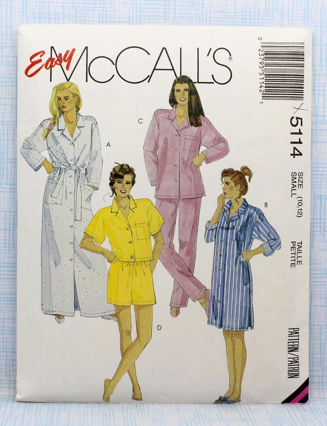 Mccall's Sewing Pattern 5114, Misses' Robe, Nightshirt Pajama Top ...
