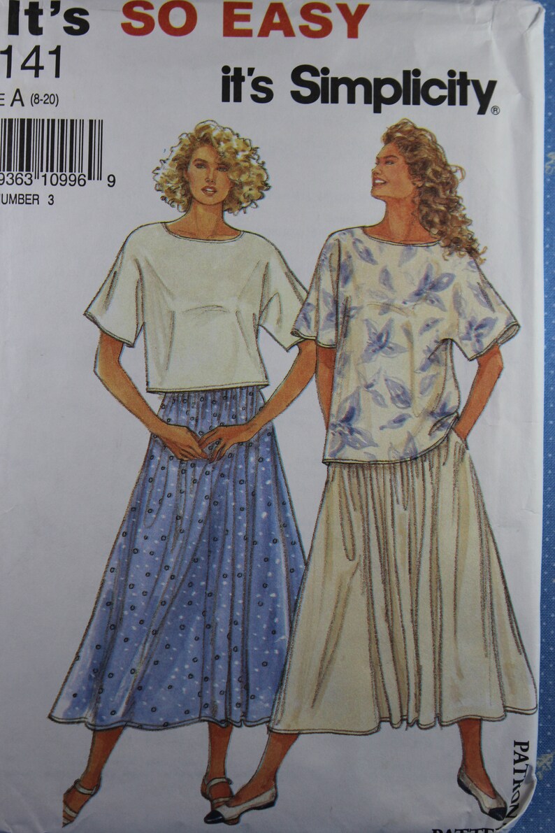 Misses/' Skirt and Top Sewing Pattern Easy Top Pattern Misses/' Size 8-20 Easy Skirt Pattern Simplicity 7141 Uncut