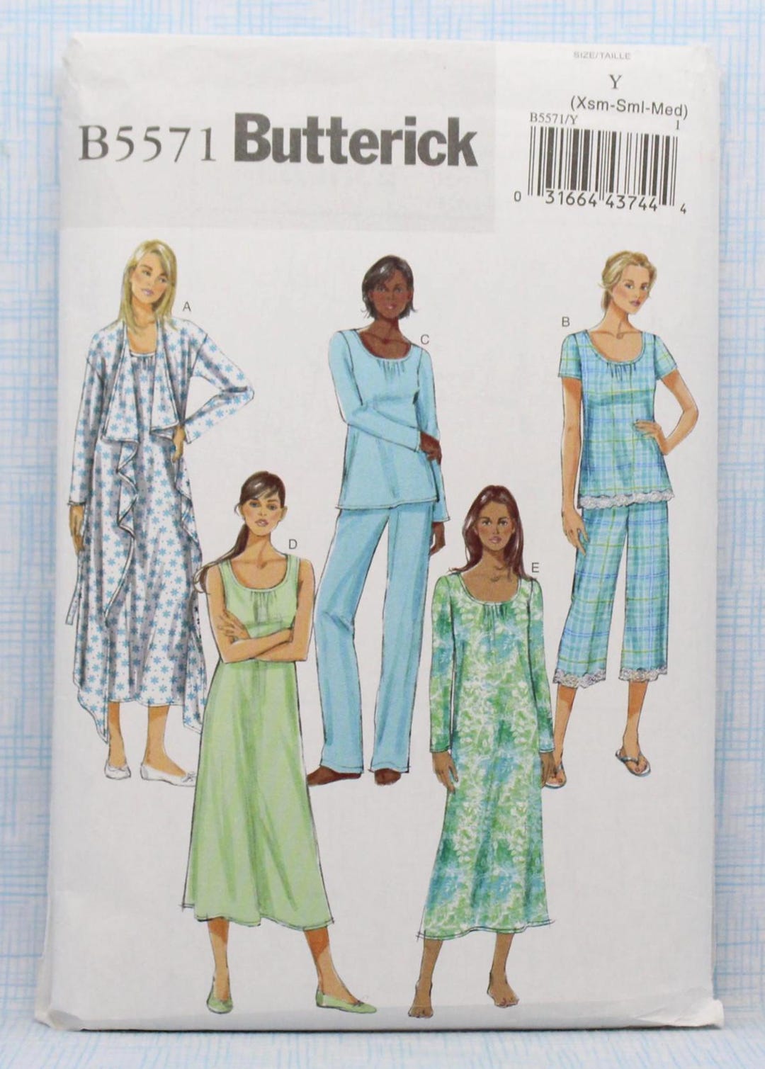 Butterick Sewing Pattern 5571, Misses' Robe, Belt, Top, Gown and Pants ...
