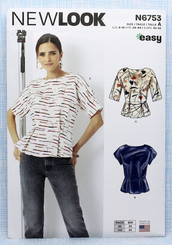 Patrón de costura New Look 6753, patrón de costura de blusas