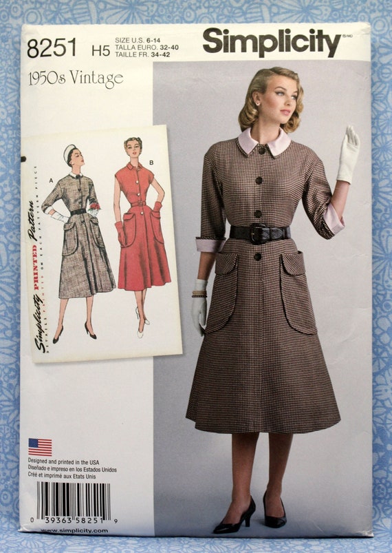 Simplicity Sewing Pattern 8251 Misses' Retro Dress With - Etsy